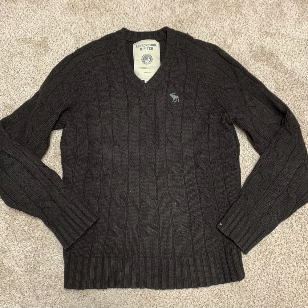 Dark Brown Abercrombie V Neck Sweater